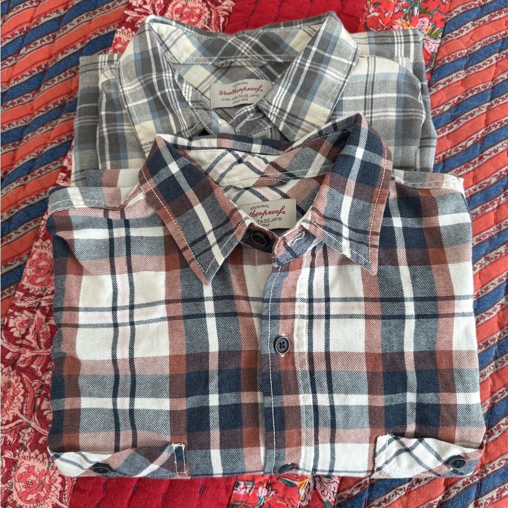 Set of 2 Men's Plaid Flannel Shirts
